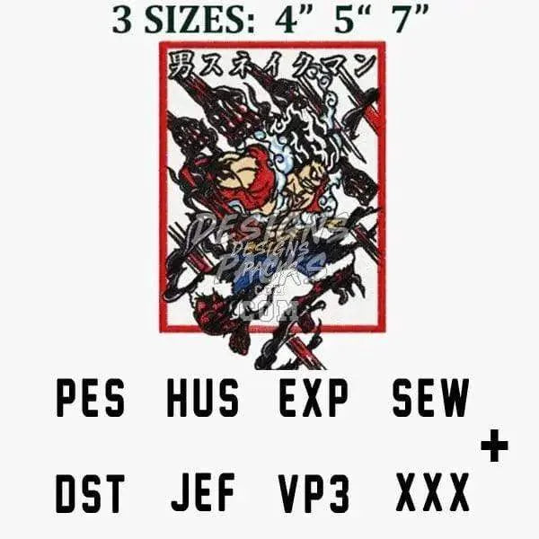 Luffy Anime One Piece Embroidery Design