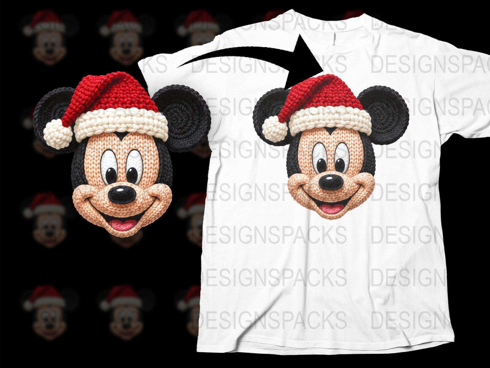 Mickey Mouse Christmas T-Shirt, Santa Hat Disney Graphic Tee, Holiday Apparel for Kids and Adults