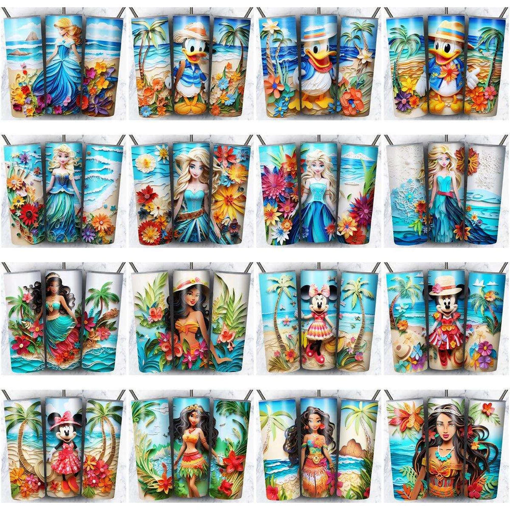 134 Cartoon Beach Summer Tumbler Wrap Designs Bundle JPG