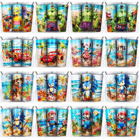 Load image into Gallery viewer, 134 Cartoon Beach Summer Tumbler Wrap Designs Bundle JPG
