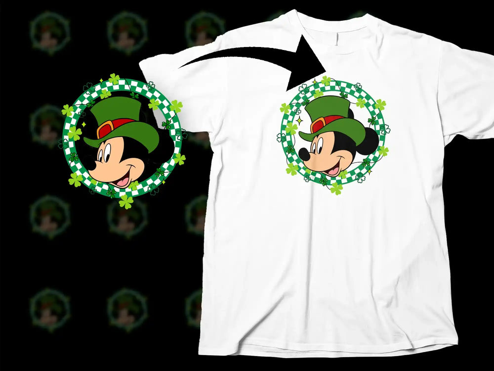 Mickey Mouse Leprechaun Hat Clover Checkered Circle product type