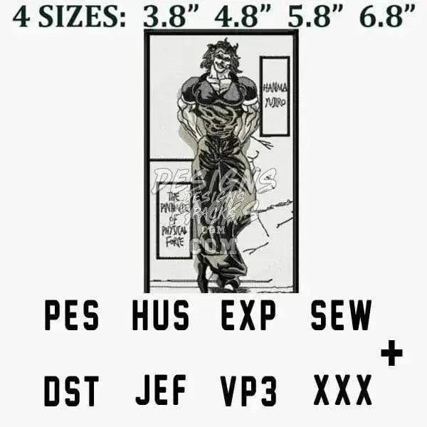 Hanma Yujiro Baki Anime Embroidery Design