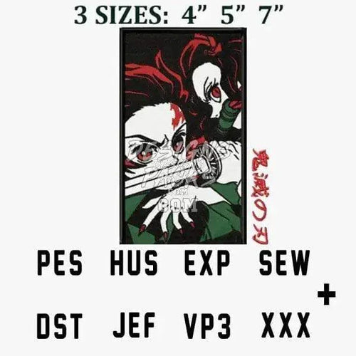 Nezuko Kamado Tanjiro Anime Embroidery Design