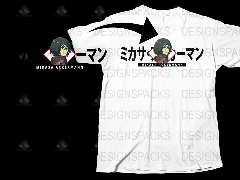Attack on Titan Mikasa Ackerman Anime Graphic T-Shirt, Unisex White Tee, Fan Merchandise