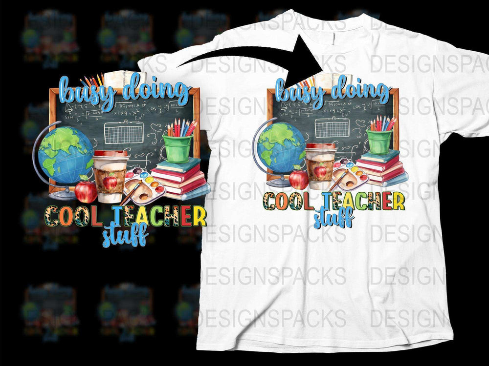 Cool Teacher Stuff T-Shirt, Busy Doing Teacher Things Graphic Tee, Fun Educator Gift Apparel