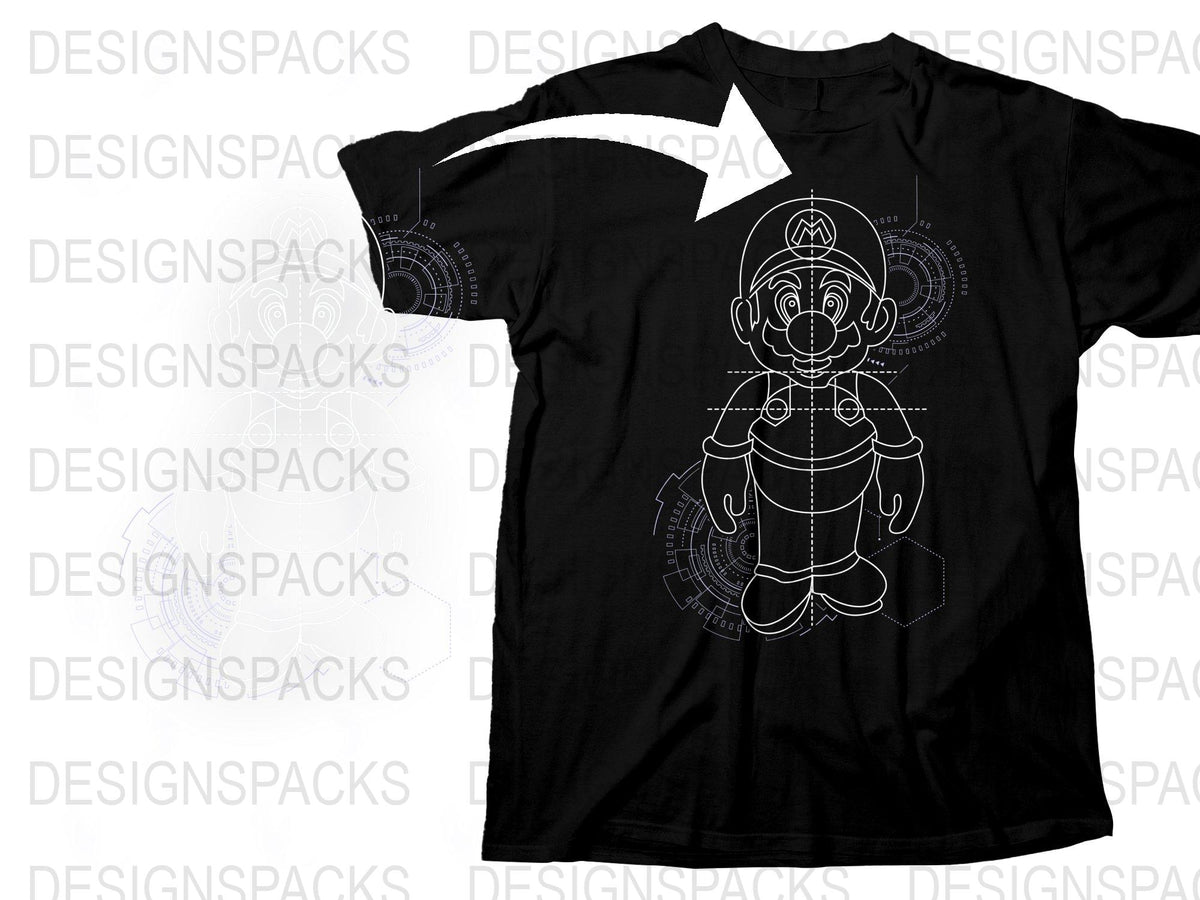 Men's Black T-Shirt with Graphic Print, Vintage Gamer Character Design, Retro Styled Apparel, Unique Geek Gift Idea