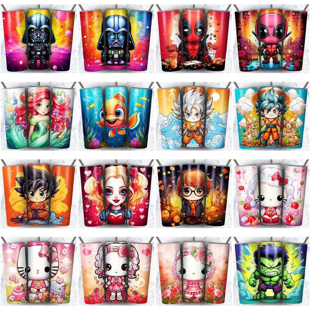 137 Colorful Cute Cartoon Tumbler Wrap Designs Bundle JPG