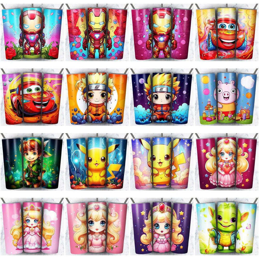 137 Colorful Cute Cartoon Tumbler Wrap Designs Bundle JPG