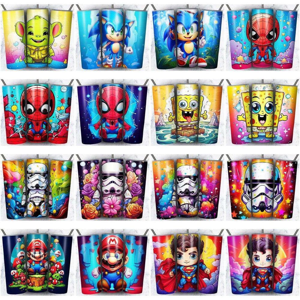137 Colorful Cute Cartoon Tumbler Wrap Designs Bundle JPG