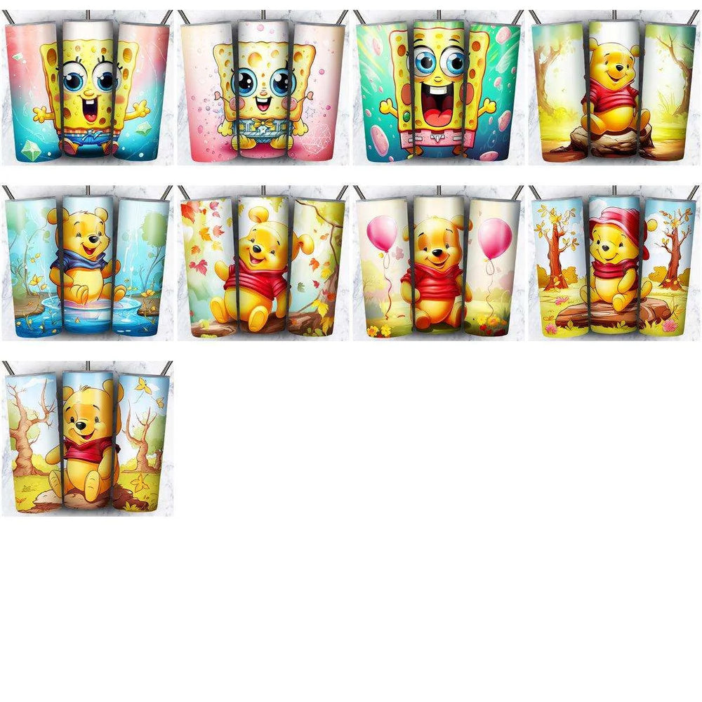 137 Colorful Cute Cartoon Tumbler Wrap Designs Bundle JPG