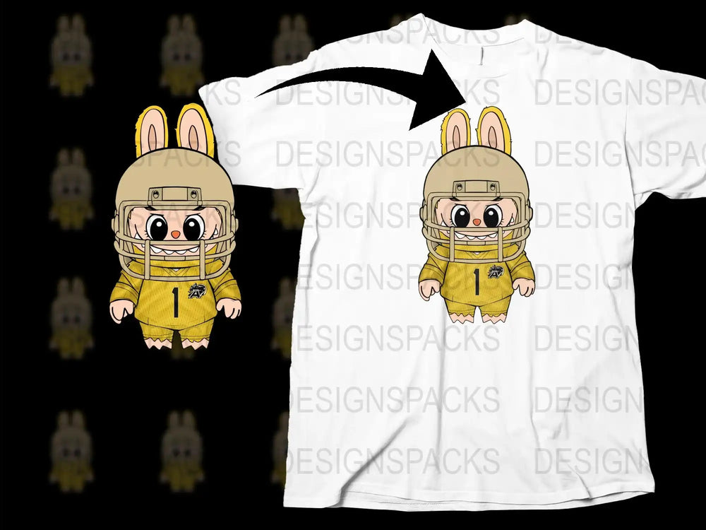 Cute Cartoon Rabbit Football Player T-Shirt, Kids Sports Graphic Tee, Unisex Football Design Shirt