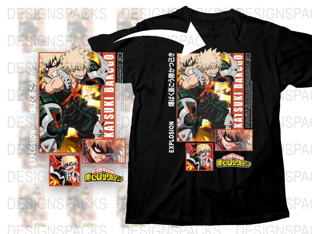 Bakugo Katsuki T-Shirt My Hero Academia Anime Graphic Tee Unisex Manga Shirt
