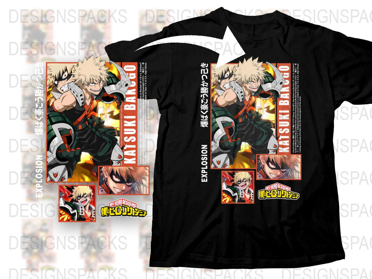 Bakugo Katsuki T-Shirt My Hero Academia Anime Graphic Tee Unisex Manga Shirt