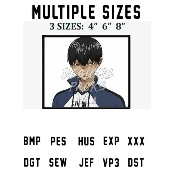 Tobio Kageyama Anime Embroidery Design