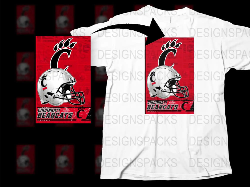 Cincinnati Bearcats T-Shirt College Football Graphic Tee White and Red Design Sports Apparel