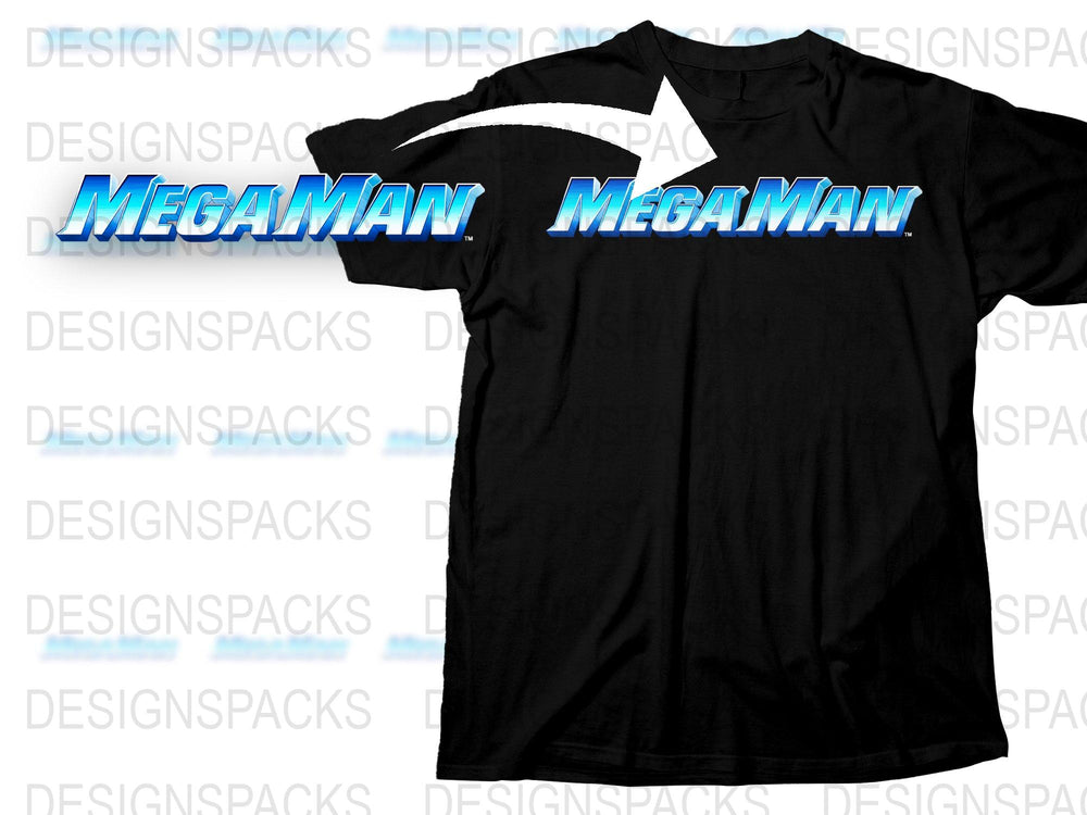 Mega Man Classic Logo T-Shirt, Retro Video Game Black Tee, Fan Merchandise, Casual Comfortable Fit
