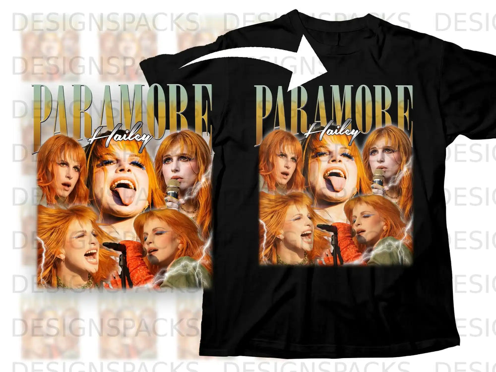 Paramore "Hayley" band graphic on black t-shirt.