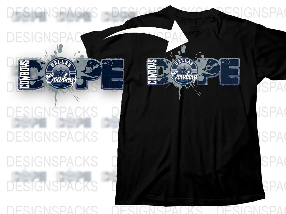 Dallas Cowboys Inspired T-Shirt, Black Cotton Tee, Sports Fan Apparel, Football Season Gear