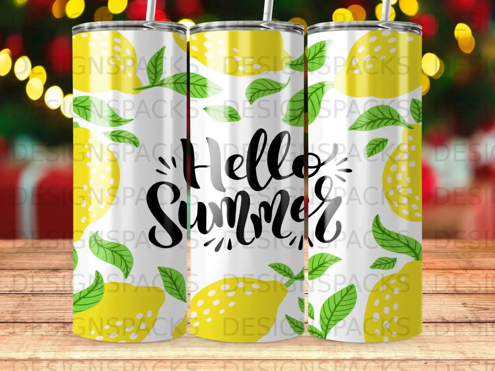 Hello Summer Lemon Leaf Pattern Design Tumbler product type
