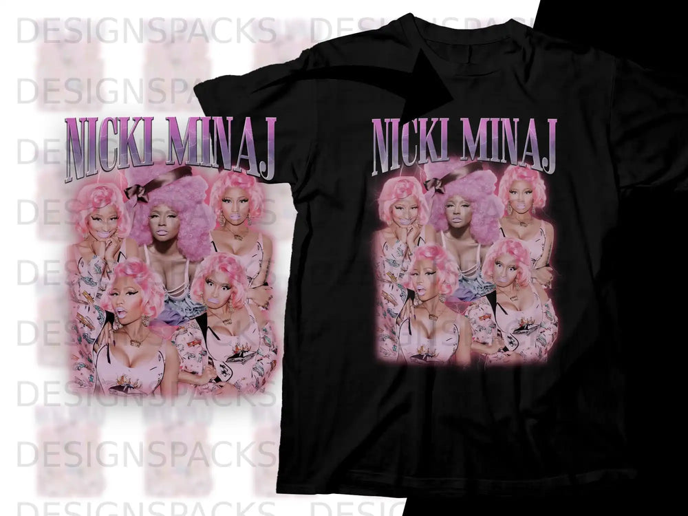 Nicki Minaj graphic tee with multiple images of the artist.