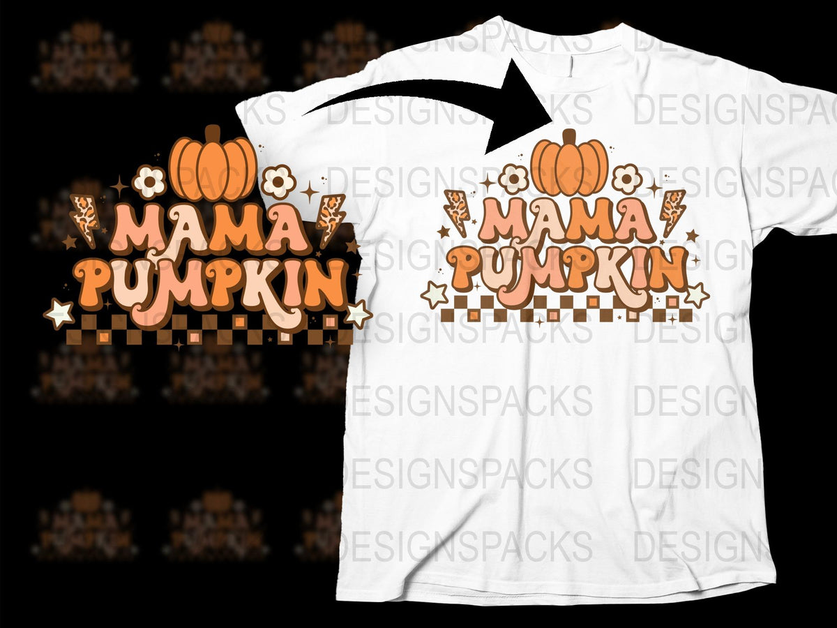 Mama Pumpkin T-Shirt, Fall Season Women's Fashion Tee, Halloween Pumpkin Shirt, Autumn Casual Apparel