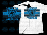 Carolina Panthers T-Shirt, Vintage Logo Graphic Tee, Distressed Heart Design, Football Fan Apparel