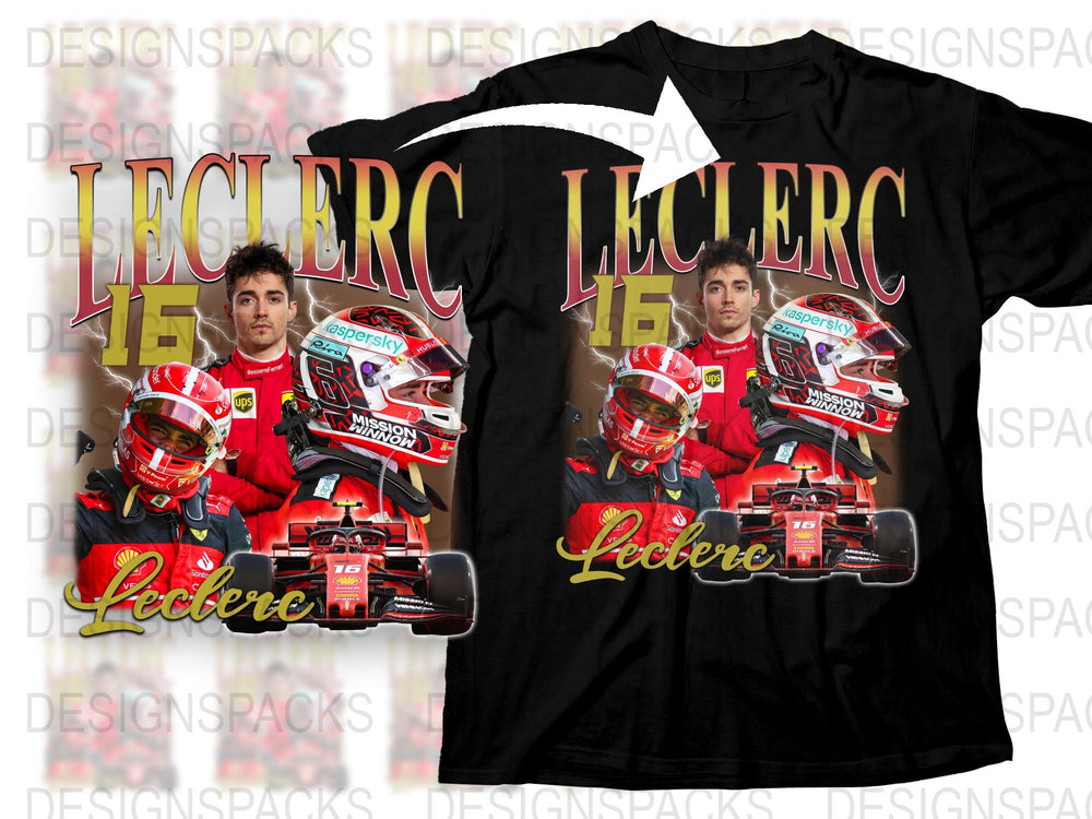 Charles Leclerc Racing Driver F1 Inspired Fan T-Shirt, Black Graphic Tee with Helmet Design
