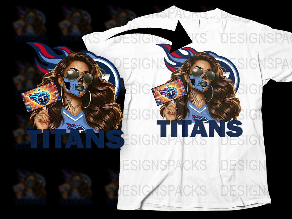 Trendy Titans Fan T-Shirt, Stylish Female Mascot Graphic Tee, Cool Sports Team Support Shirt, Casual Wear