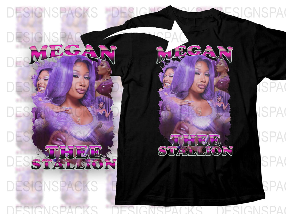 Megan Thee Stallion Purple Graphic T-Shirt, Hip Hop Artist Merch, Women's Casual Fashion Tee, Music Fan Apparel