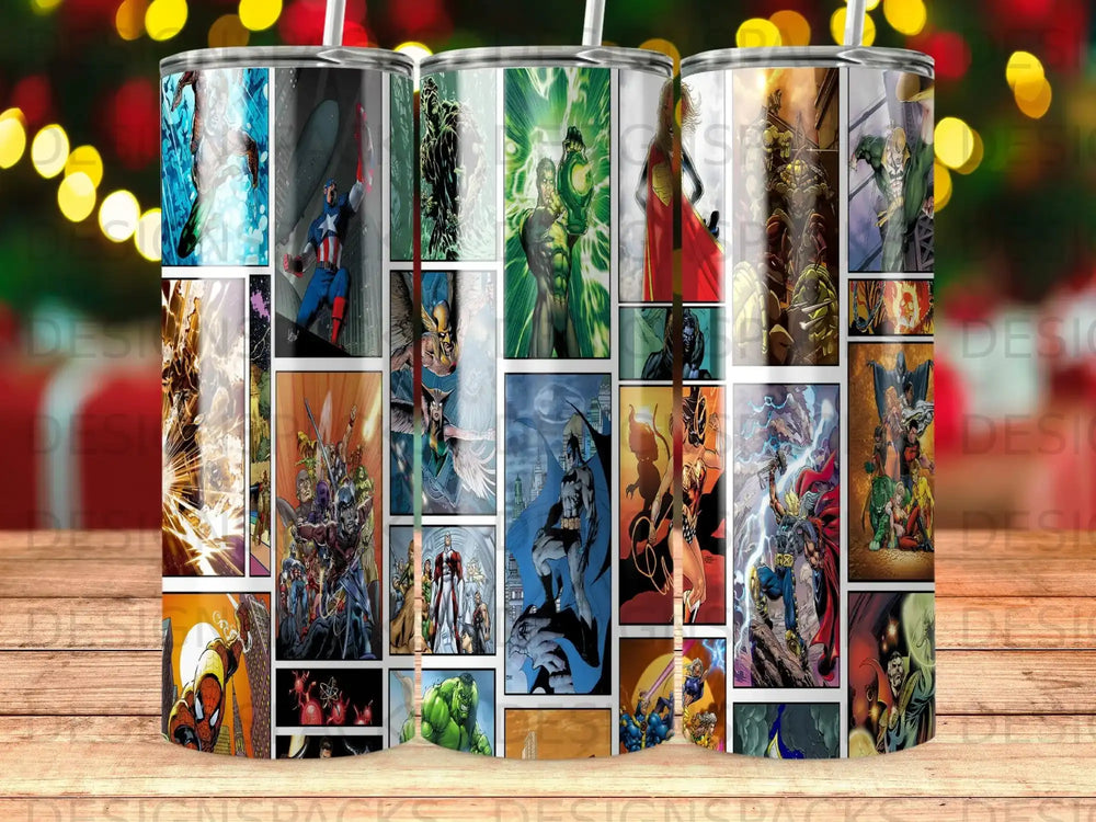 Dynamic Comic Book Panel Collage Superhero Characters product type