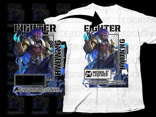 Anime Fighter Character T-Shirt, Cool Mobile Legends Graphic Tee, Stylish Gamer Apparel