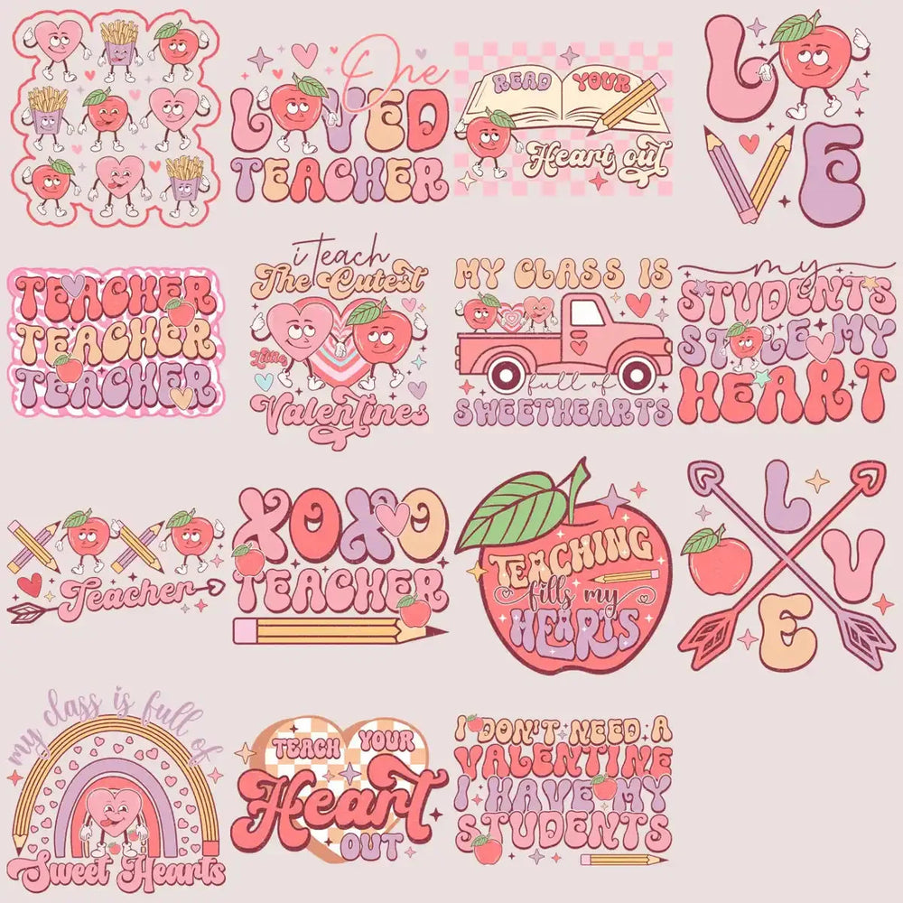 14 Teacher Valentine Designs Bundle Png