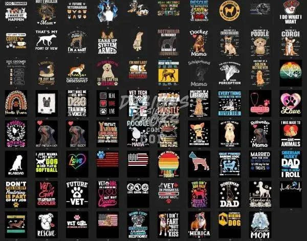 149 Dogs Niche Designs Bundle PNG