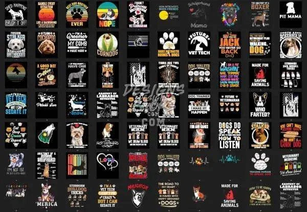 149 Dogs Niche Designs Bundle PNG