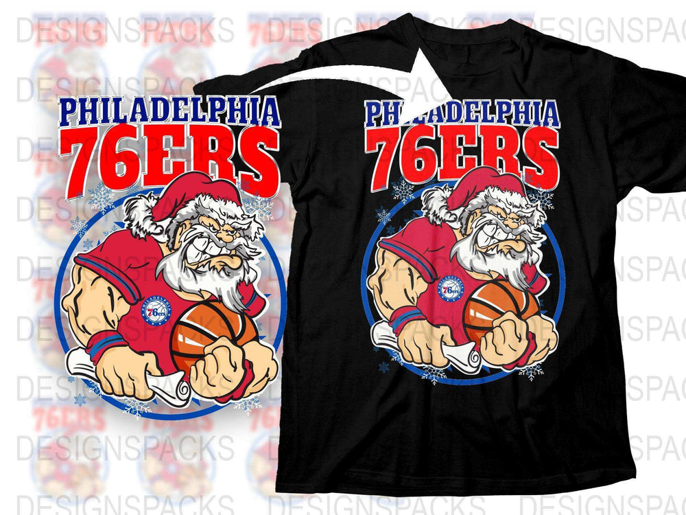 Philadelphia 76ers Santa Claus T-Shirt, Basketball Fan Holiday Apparel, Christmas Gift Idea, Festive Sports Tee