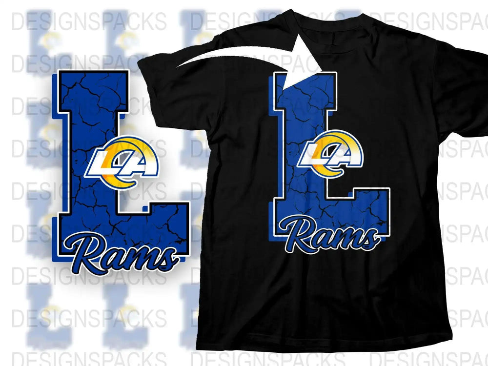 LA Rams Graphic T-Shirt, Blue and Yellow Logo, Casual Sports Apparel, Unisex Football Tee