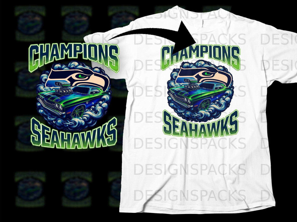 Champions Seahawks Design Graphic Shirt