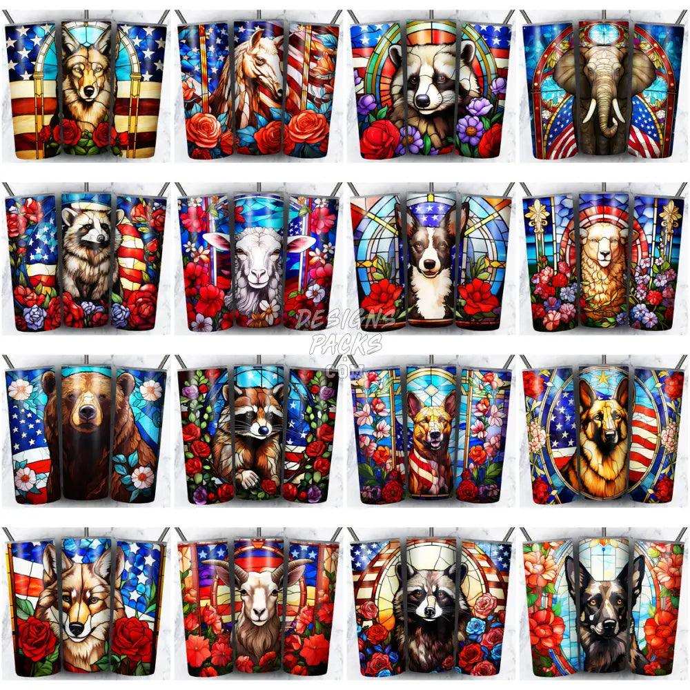 142 Patriotic Animals Tumbler Wrap Bundle Jpg