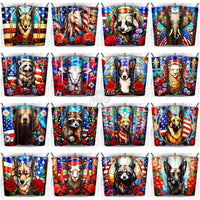 Load image into Gallery viewer, 142 Patriotic Animals Tumbler Wrap Bundle Jpg
