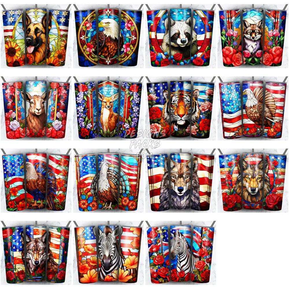 142 Patriotic Animals Tumbler Wrap Bundle Jpg