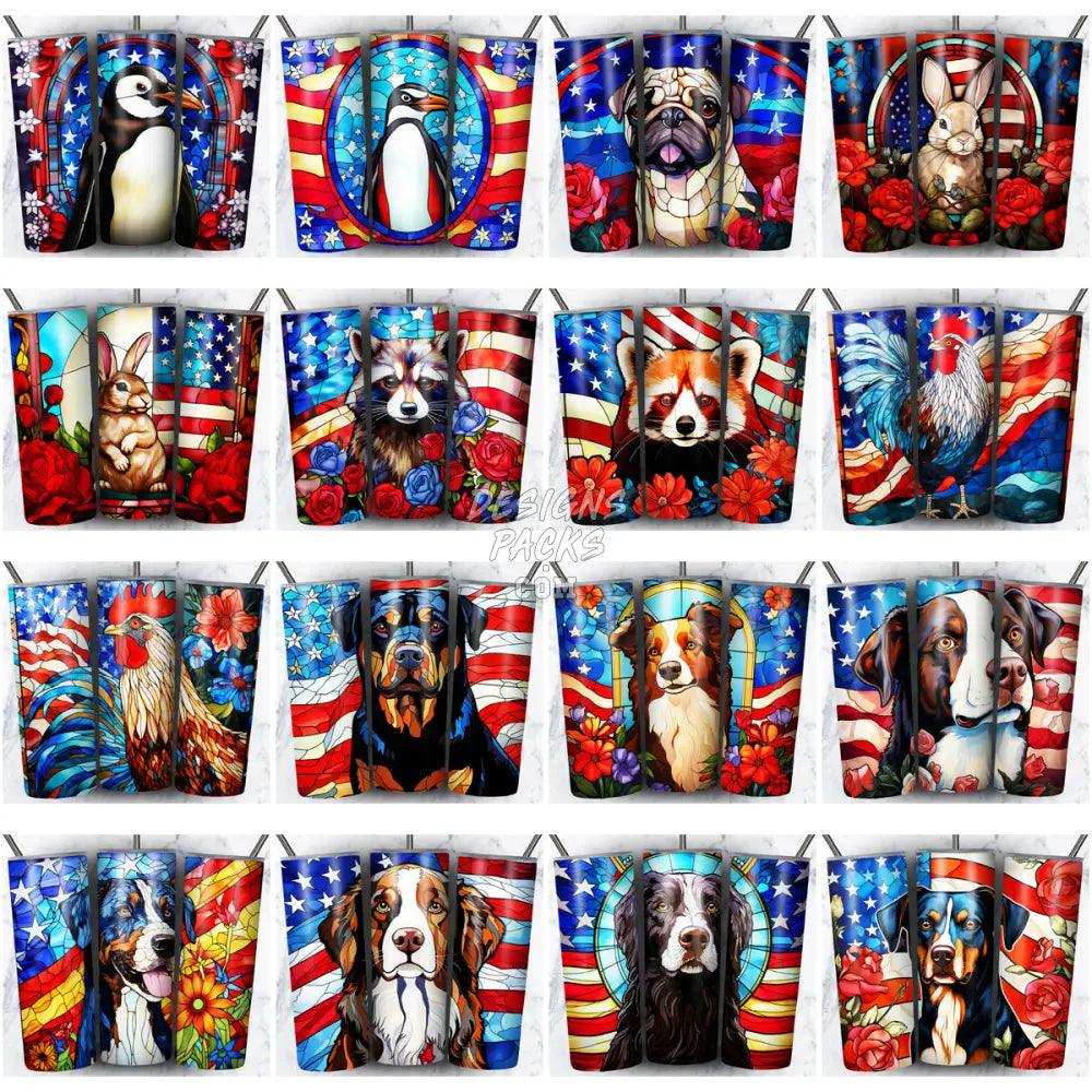 142 Patriotic Animals Tumbler Wrap Bundle Jpg