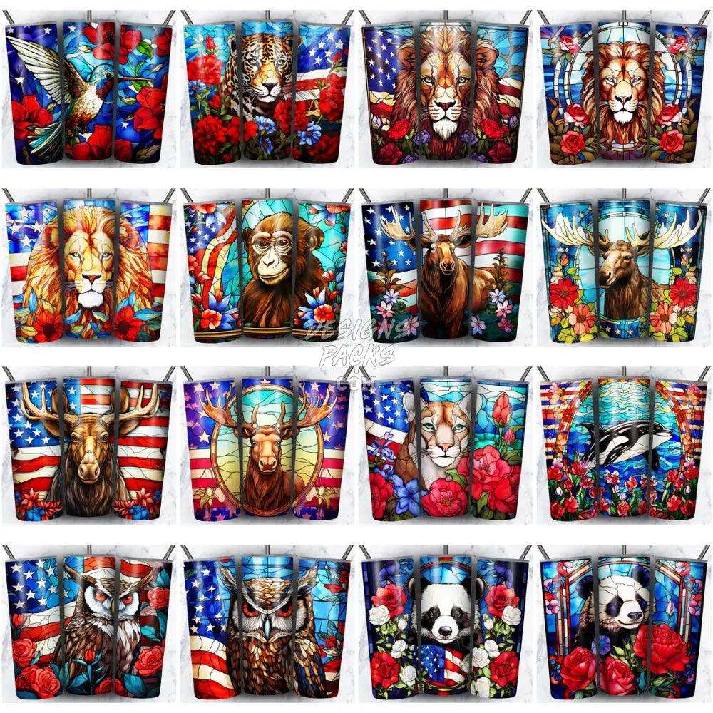 142 Patriotic Animals Tumbler Wrap Bundle Jpg