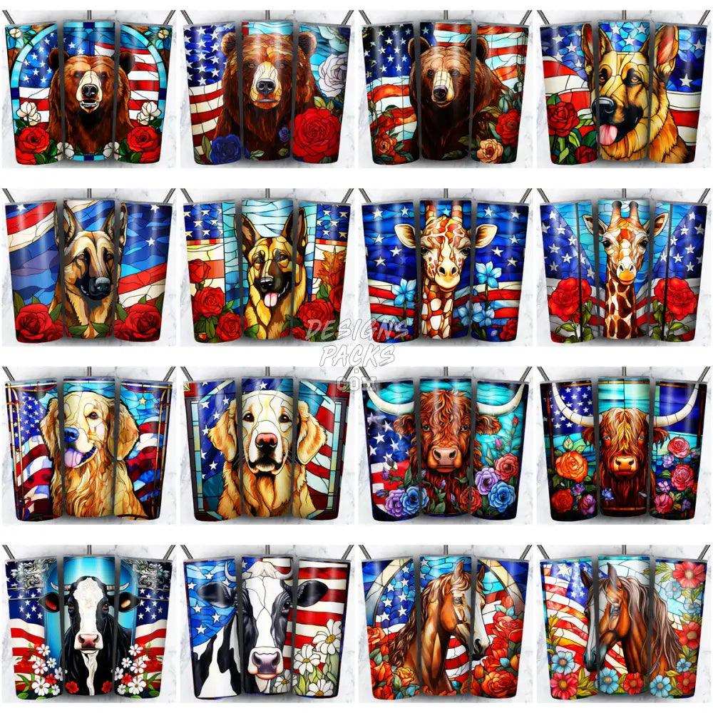 142 Patriotic Animals Tumbler Wrap Bundle Jpg