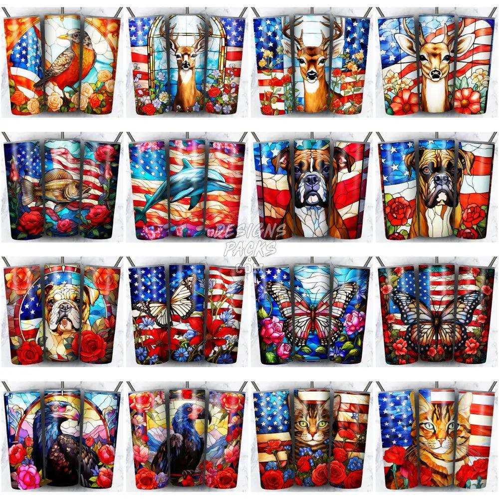 142 Patriotic Animals Tumbler Wrap Bundle Jpg