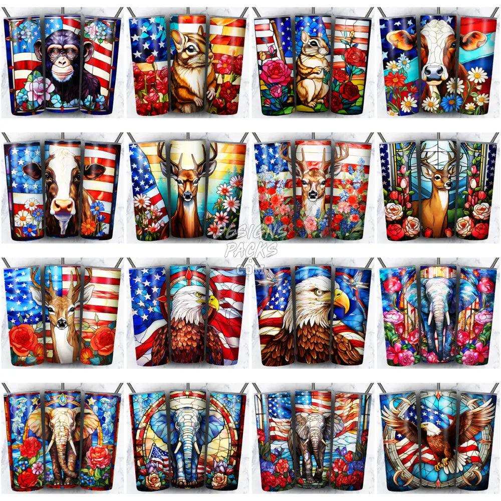 142 Patriotic Animals Tumbler Wrap Bundle Jpg