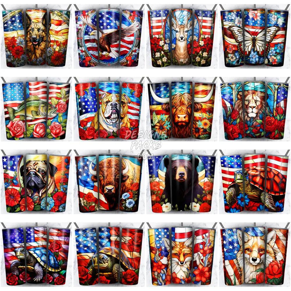 142 Patriotic Animals Tumbler Wrap Bundle Jpg