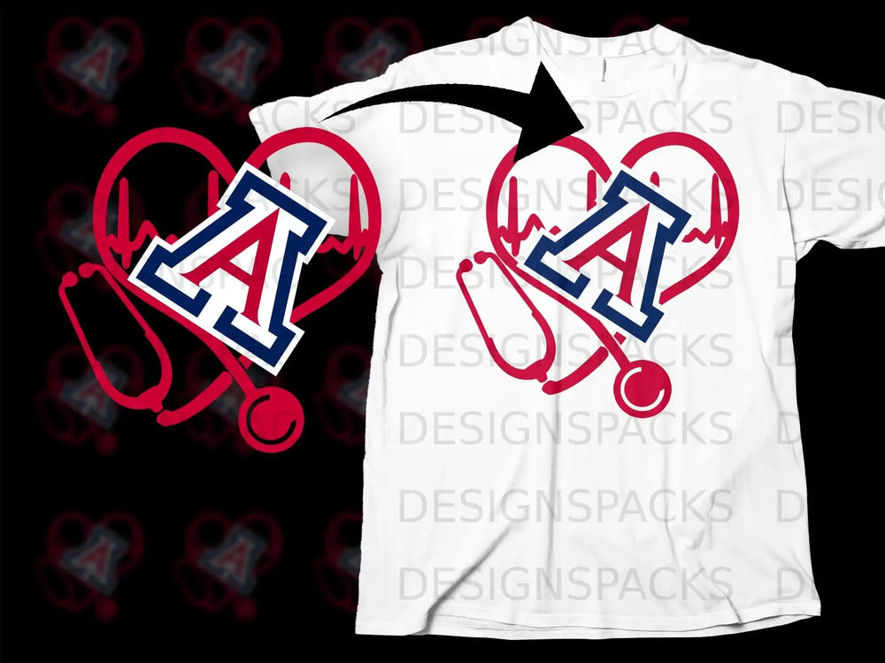Heartbeat with A Logo Stethoscope Graphic T-Shirt