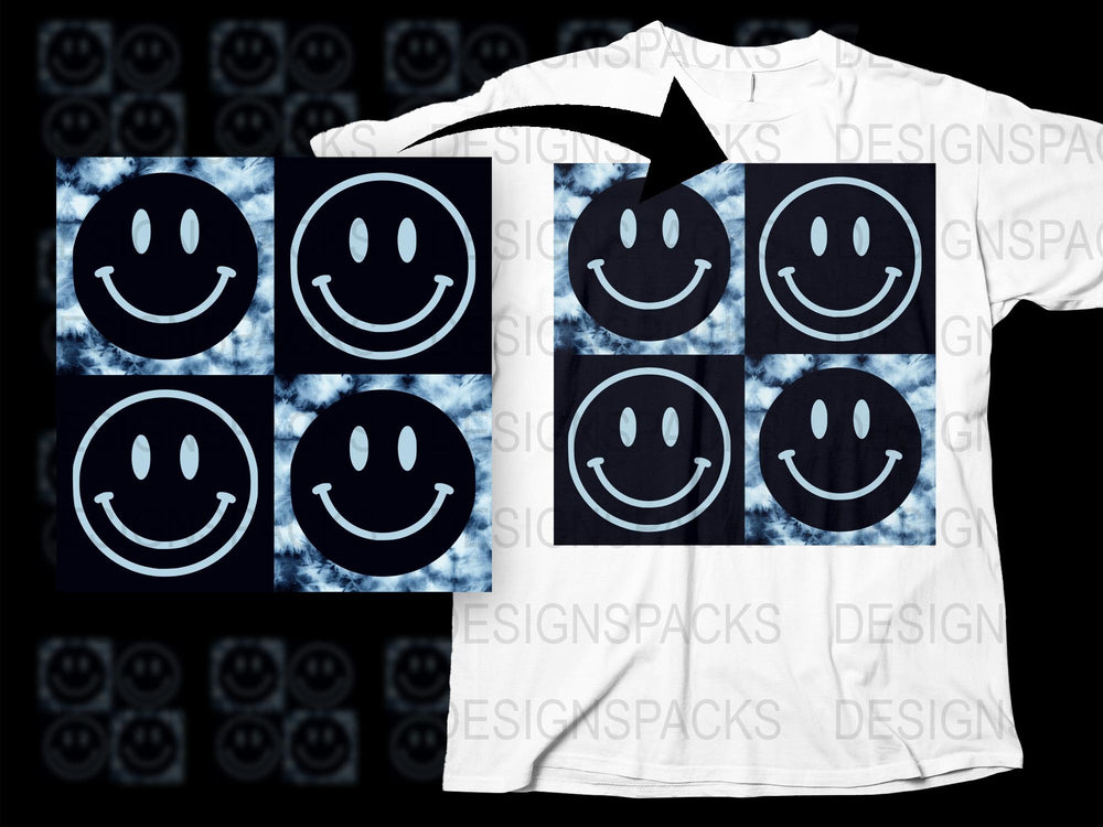 Smiley Face Graphic T-Shirt, Black and White Happy Faces, Unisex Casual Tee, All Sizes Available