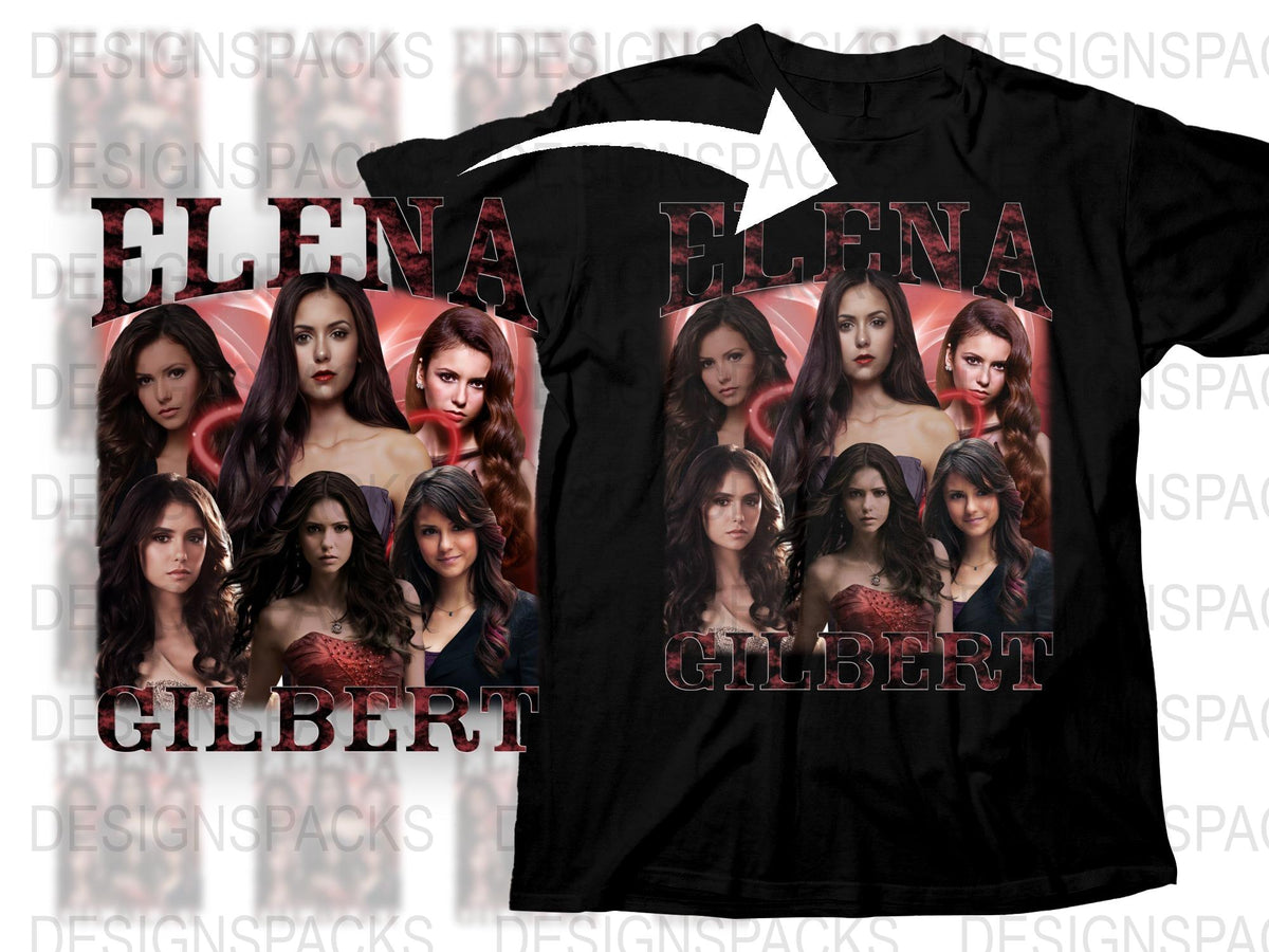 Elena Gilbert Vampire Inspired T-Shirt, Dark Fantasy TV Show Graphic Tee, Multiple Poses, Fans Apparel