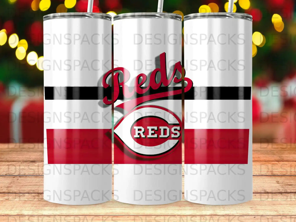 Reds Logo Design White Red Black Stripe Pattern Tumbler product type